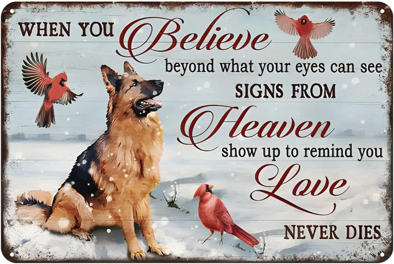 Cardinal Bird When You Believe Beyond Metal Tin Sign Vintage Home Kitchen Garage Bar Cave Wall Nostalgic Decor Rustic e