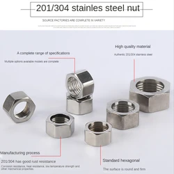 1 PCs 304 and 201 Stainless Steel Bellows Nuts DN15 DN20 DN25 Various Specifications Stainless Steel Electroplated Nuts