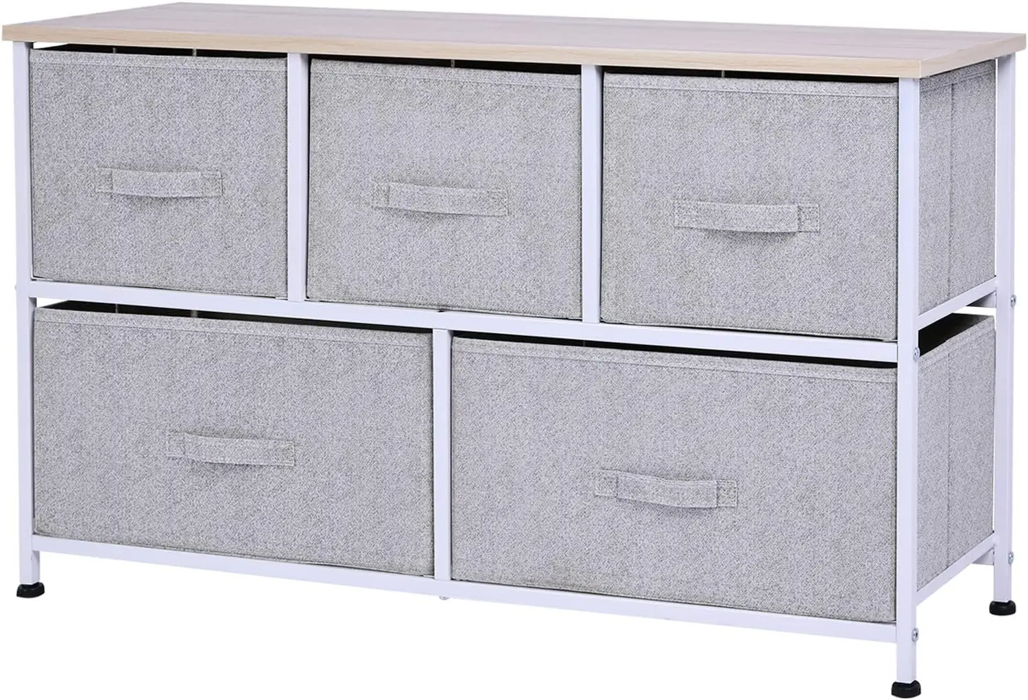 

40" L 5 Drawer Horizontal Cube Dresser Unit Bedroom Organizer Livingroom Tower with Fabric Bins Body mirror Drawers cabinet