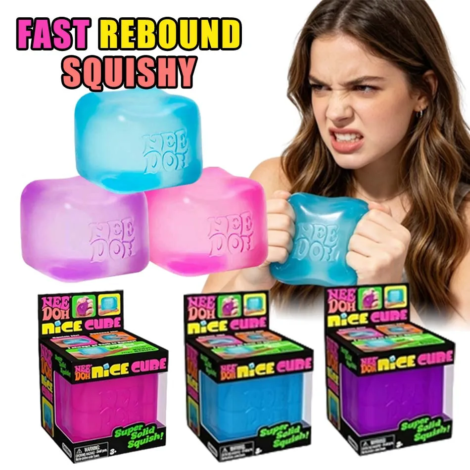 Schylling Need-oh Nice Cube, Juguetes Sensoriales, Bloques Antiestrés, Cubo para Aliviar el Estrés, Rompecabezas para Aliviar el Estrés, Souvenir