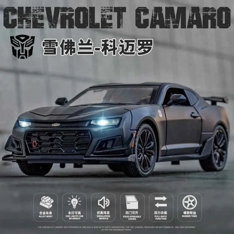 

1:24 Chevrolet Camaro Diecast Alloy Muscle Car Model Openable Doors Pull Back for Car Collectors Hobby Display