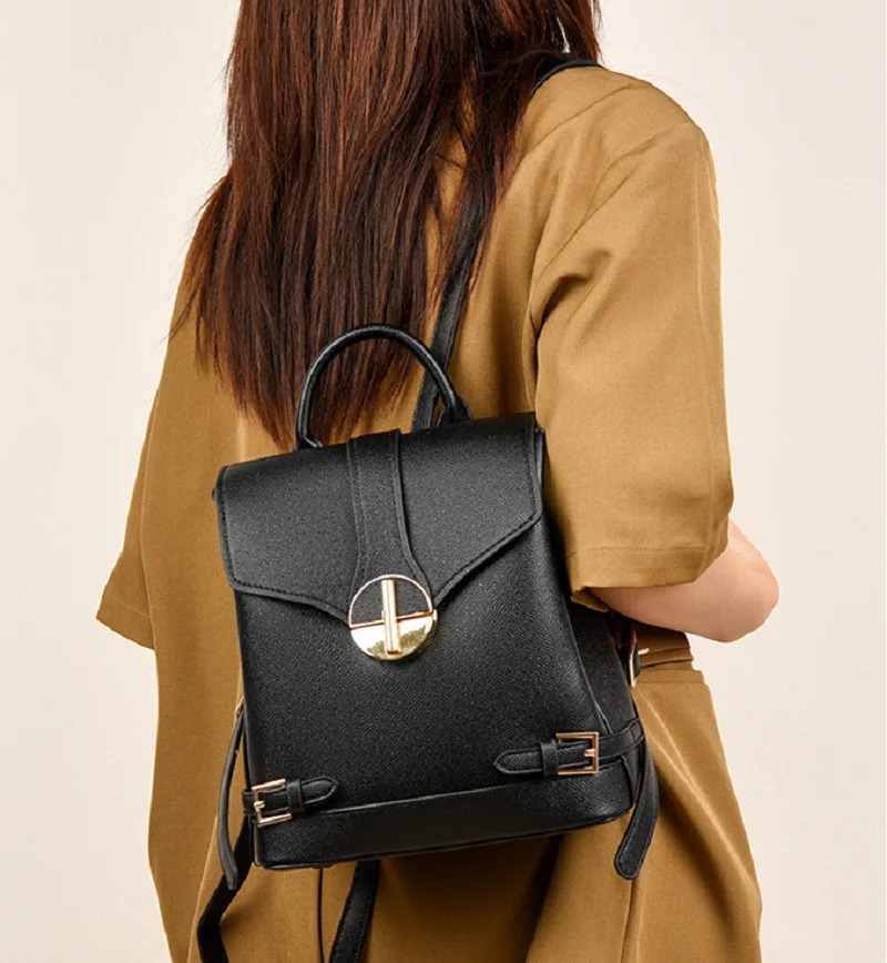 

New Women's Korean Fashion Luxury High Quality Leather Backpacks Large Capacity Shoulder Bags Totes Crossbody Small Backpack