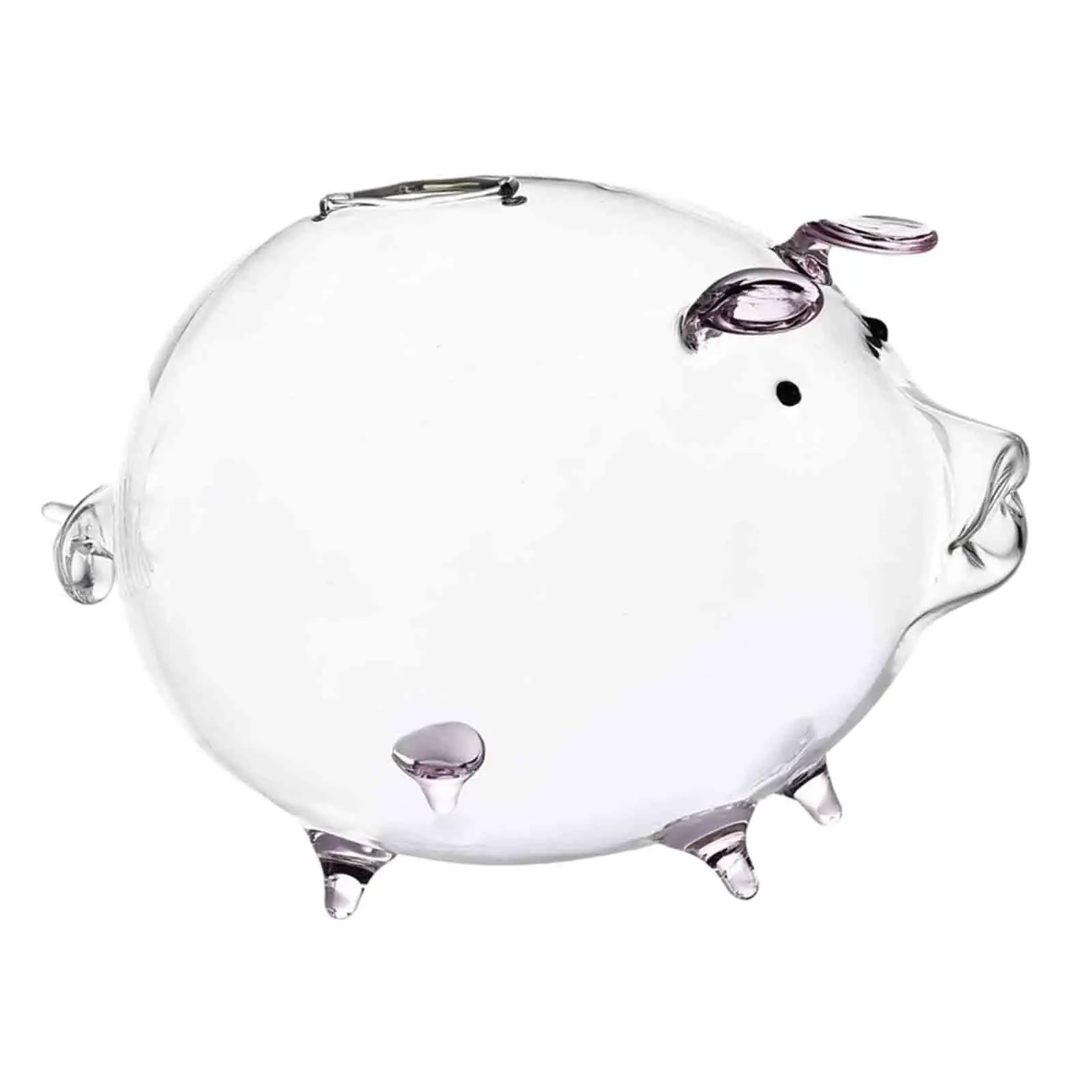 Transparent Glass Piggy Bank Cute Saving Money Box Standing Pig Shape for Adult Office Gift