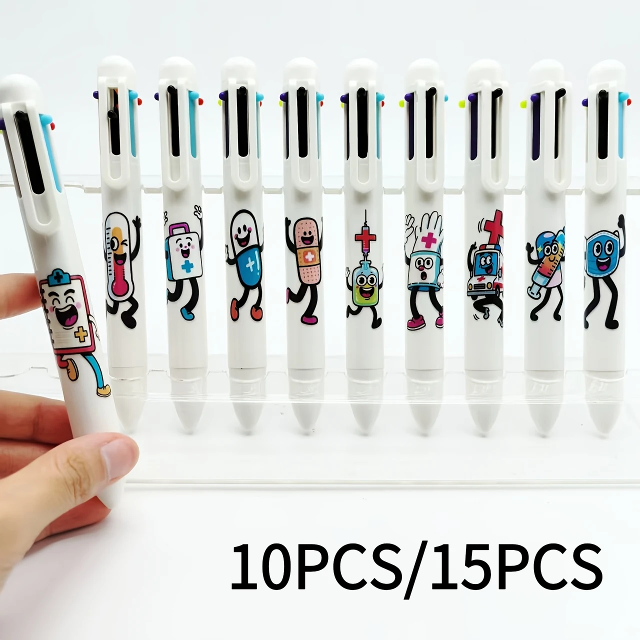 

10/15. 6-цветная шариковая ручка с тематикой медицинской помощи, медицинская ручка по рецепту, шариковая ручка креативной формы «шесть в одном»