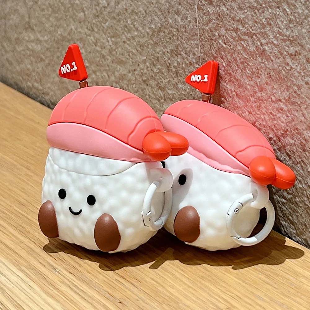 soft silicone case for airpods 1 2 cute cartoon sushi earphone case for airpods pro 2 with keychain for airpods 3 protector case
