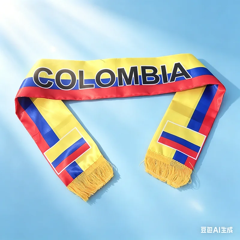 Z-ONE FLAG 14x130cm Colombia Scarf  Colombia national day Scarves Tassels for Football Used for event decoration