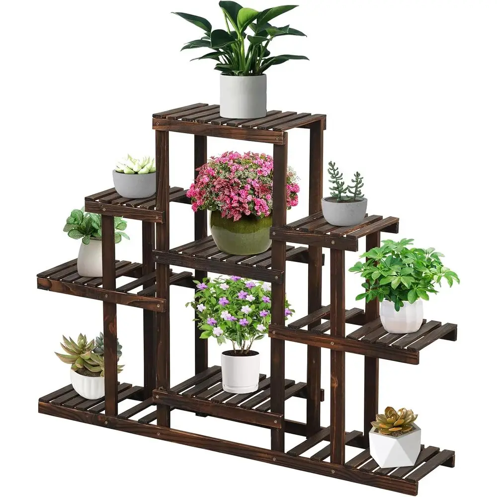 

6-Tier Wooden Plant Stand for Multiple Plants, Suitable for Indoor and Outdoor Use