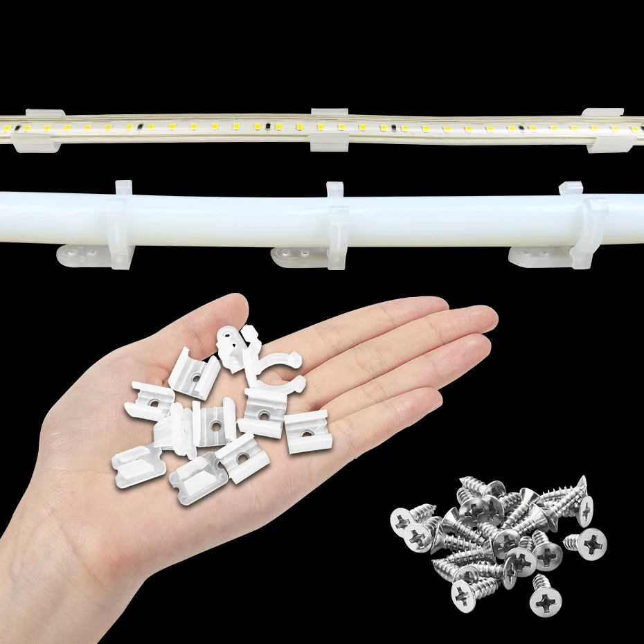

10/30/50/100Pcs Holder Fasten Clips For 5mm 6mm 8mm 10mm 12mm 14mm Width LED Strip Light Fix Clips Screws Connector Accessories