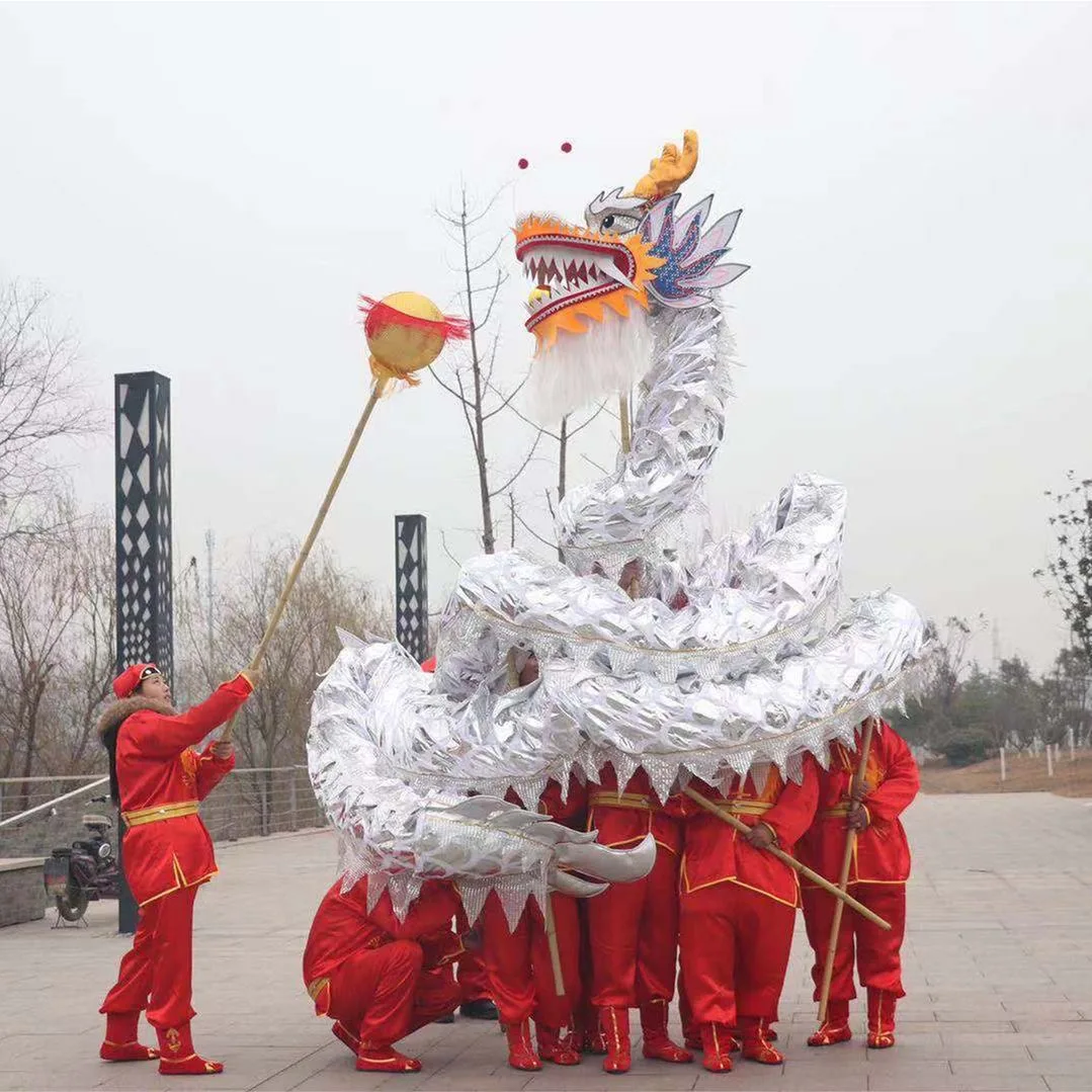 Dragon Dance  Outdoor 10m Golden Size 5  8 Players Children Student School Art Halloween Party Birthday Parade Folk Stage