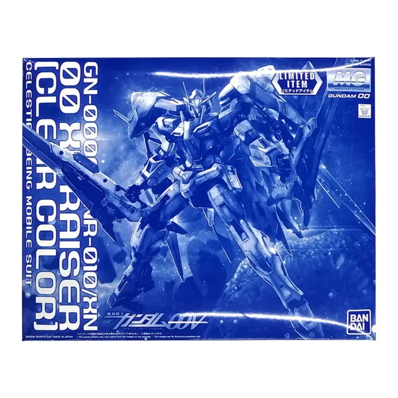 Bandai Genuine Gundam Model Kit Anime Figure MG 1/100 00 GUNDAM XN Raiser Clear Gunpla Anime Action Figure Toys for Children