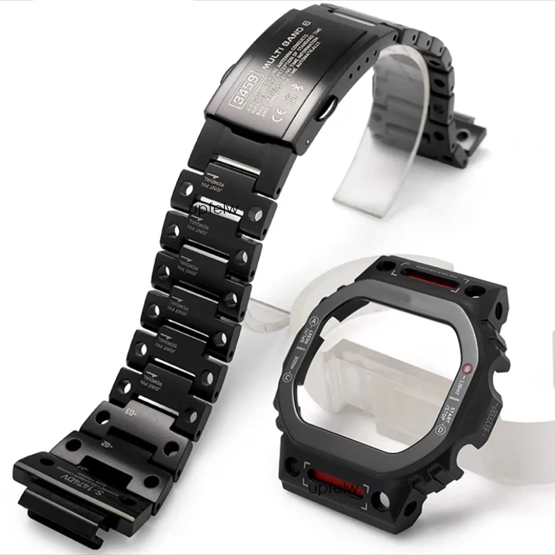 Mech Style Titanium DW5600E GWB5600 GMW-B5000 DW5600HR G5600E Metal Bezel Strap for GWM5610 Stainless Steel Case GLX5600