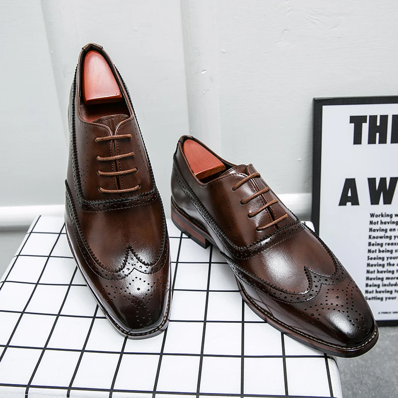 Men Shoes 2026Shoes for Men Men's Business Shoes Genuine Leather Brogues Carved Wedding Party Large Size Shoes