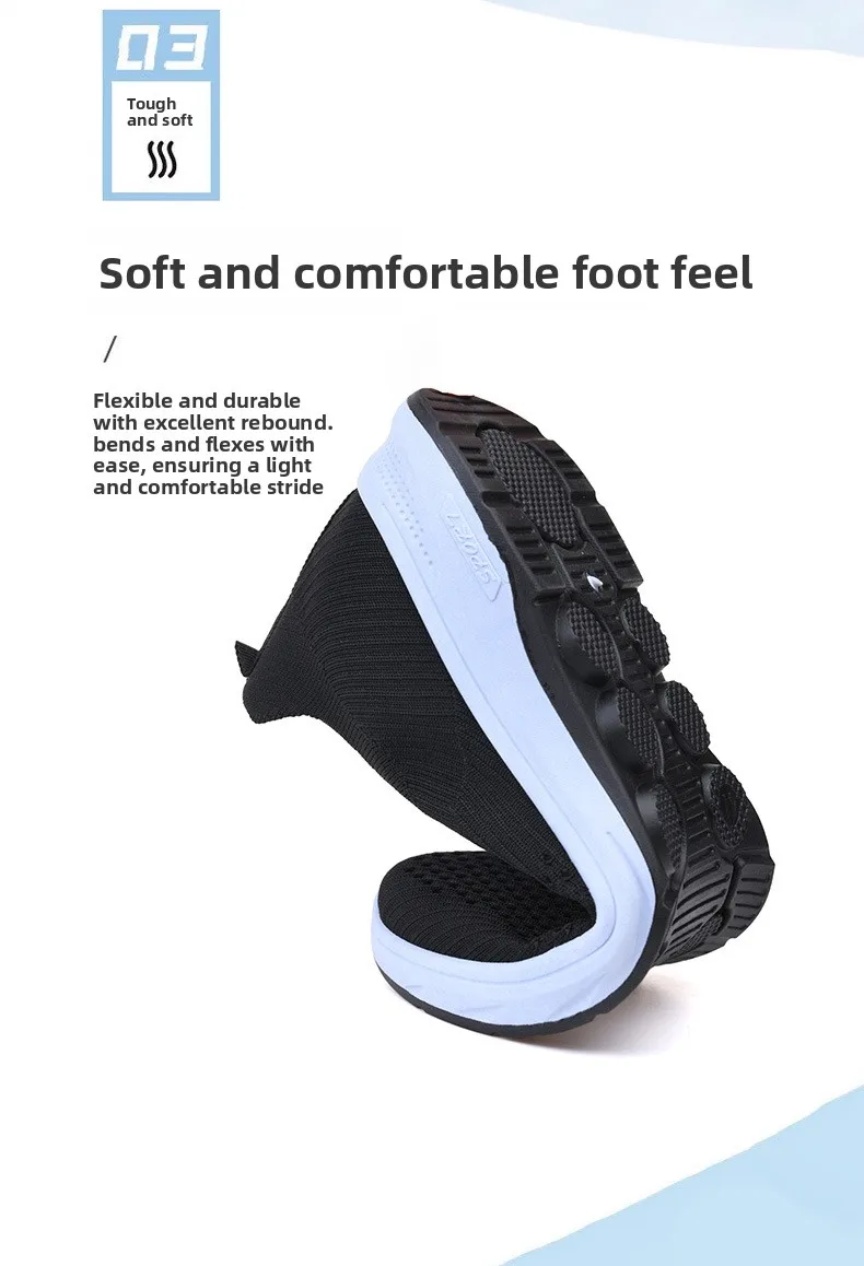 Herren-Strick-Slipper, atmungsaktives, fliegendes Gewebe-Obermaterial, dicke, rutschfeste Sohle, bequeme Freizeitschuhe zum Gehen – Detail 9