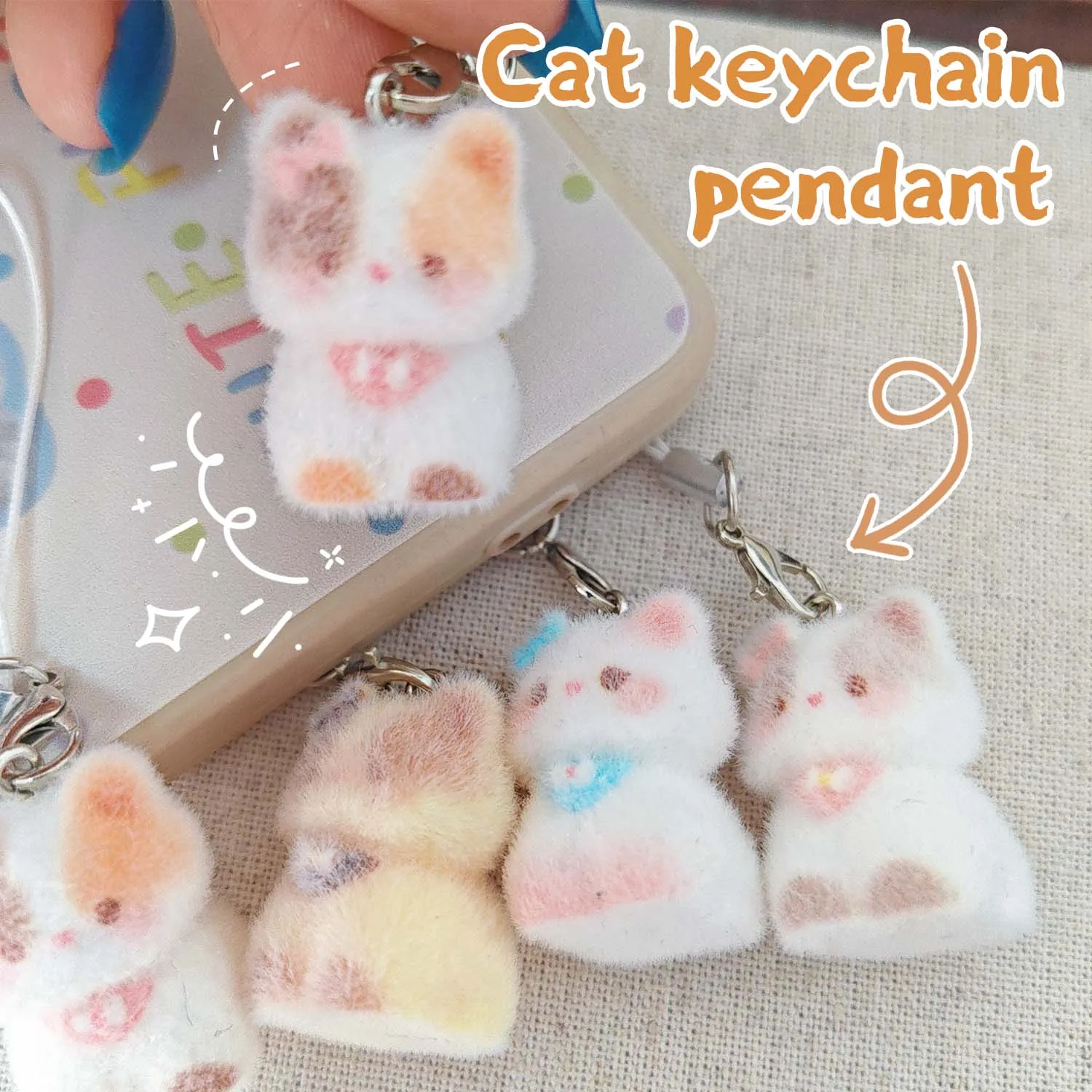 1/10 unidades: llavero con forma de gatito adorable, colgante de gato kawaii para bolso, adorno de resina, llavero para mochila, adorno para colgar, correa para teléfono, portátil.