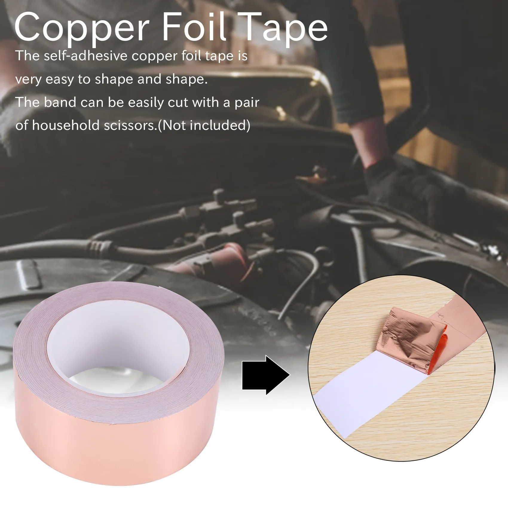 Copper Foil Tape 50mm x 30M for Shielding Conductive Adhesive for Electrical Repairs,Snail Barrier Tape Guitar