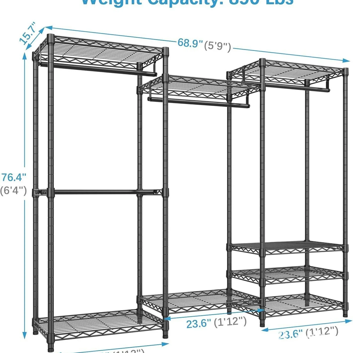 Cross-border bold reinforced steel pipe portable wardrobe adjustable heavy-duty hanger vertical household bedroom simple wardrob