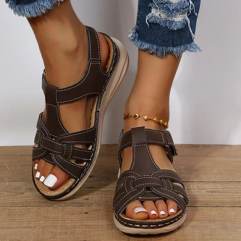 2024 Sommer neue Mode Sandalen Keil offene Zehen im Freien einfarbig bequeme Frauen Strands chuhe Frauen Sandalen Frauen Schuhe