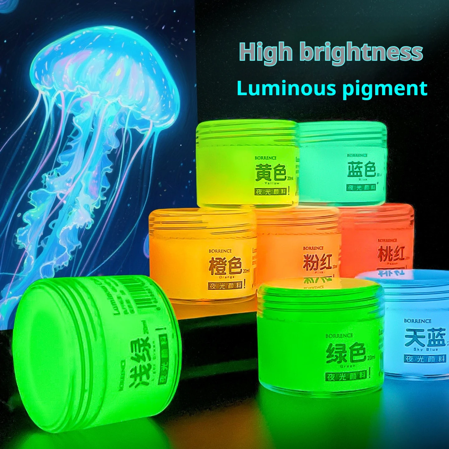 

20ml/bottle Fluorescent Pigment Luminous Paint Pigment Glow In Dark Acrylic Paints Textiles DIY Graffiti Festival Party Supplies