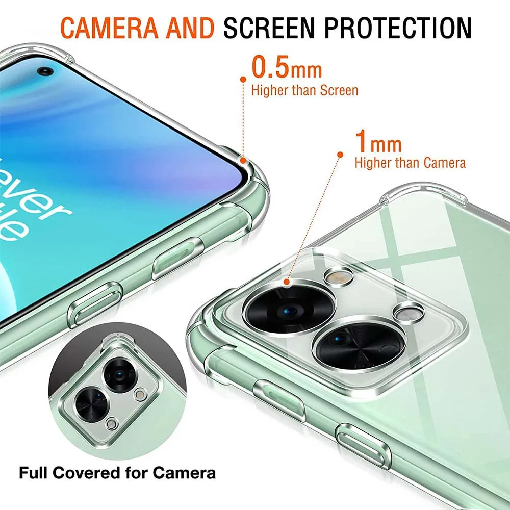 حافظة هاتف سيليكون شفافة للصدمات ، حافظة أكياس هوائية ، سميكة ، مناسبة لـ OnePlus Nord 2 ، 2T ، CE ، 2 ، 3 Lite ، 5G ، Nord N10 ، N100 ، 5 غرام