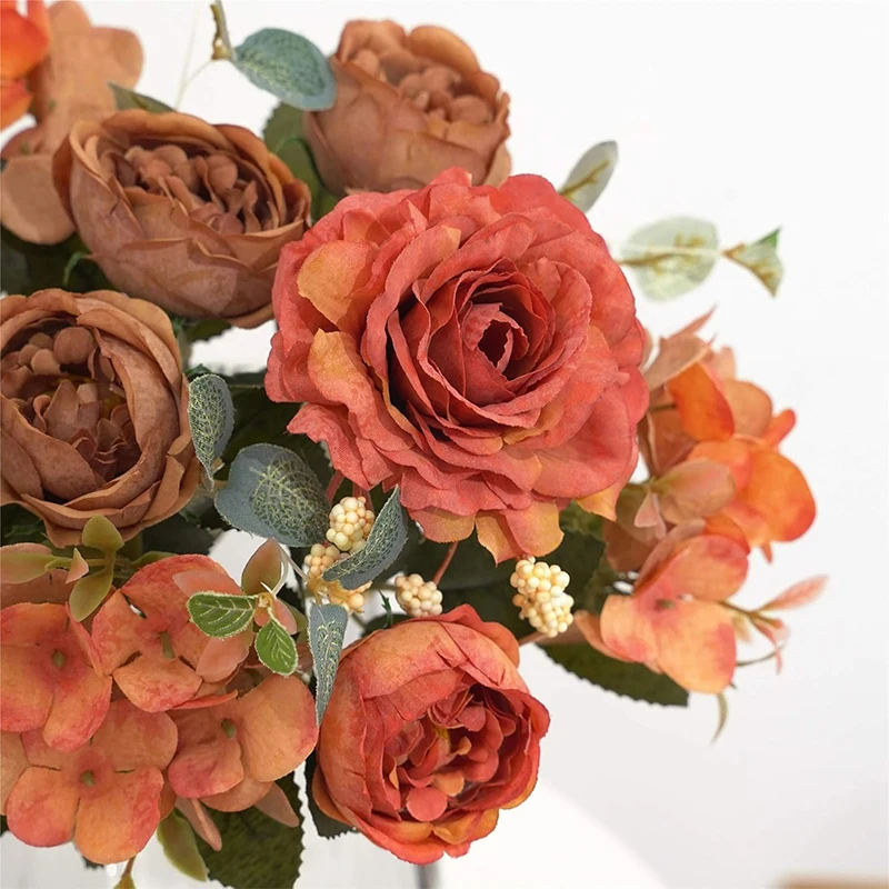 سقوط الديكور الزهور الاصطناعية وهمية الفاوانيا الحرير الزهور الكوبية باقات ديكور للمنزل غرفة المعيشة الجدول المركزية #2
