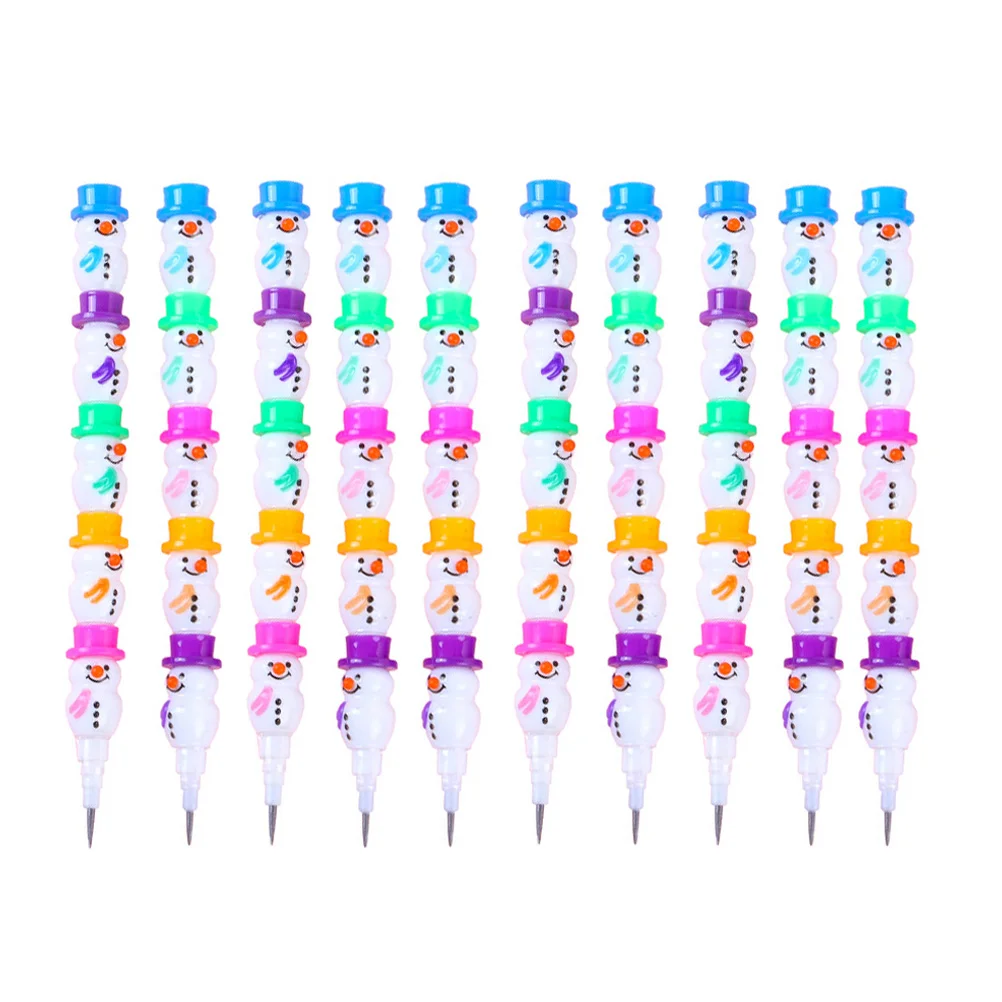 Snowman Pencil Writing Stacking Point Pencils Stationery Supplies Kids Lovely Removable Christmas