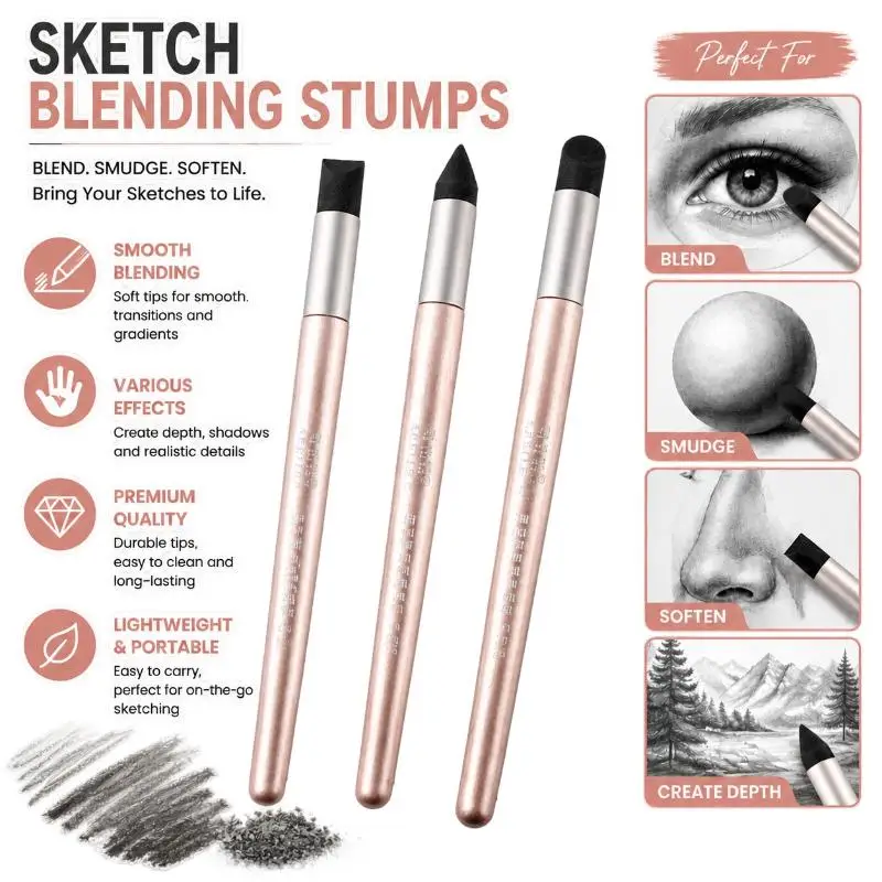 Artist Pen Washable Sketch Rubbing Sponge Brush Reusable Drawing Art Blenders Correcting Lightening & Highlight