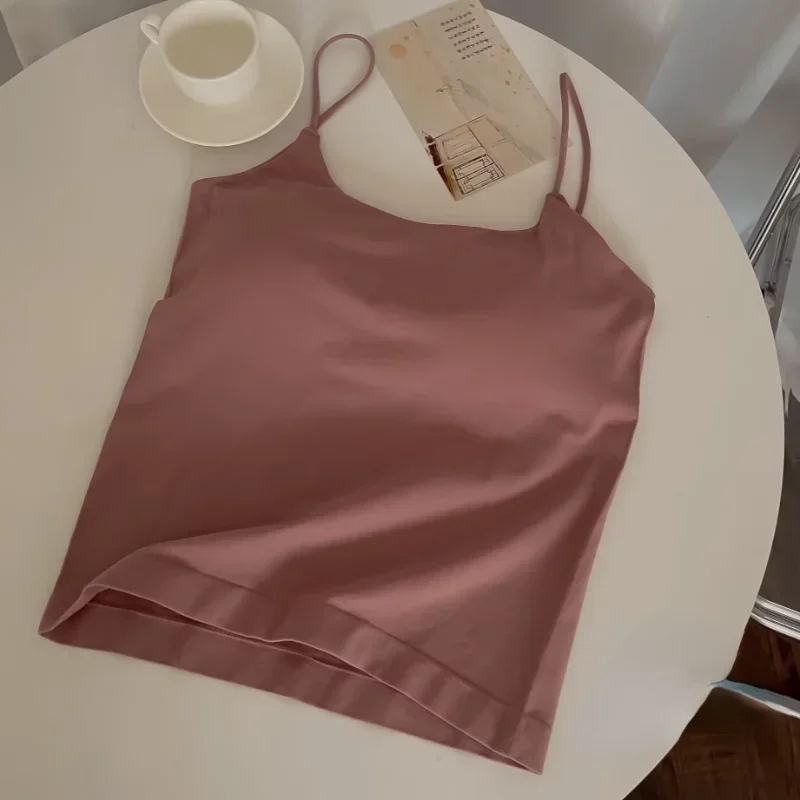 6 ألوان كاميس نسائية بسيطة ضيقة غير رسمية تناسب الجميع على الطراز الكوري موضة داخلية ناعمة بدون ظهر ملابس كلاسيكية للمراهقين