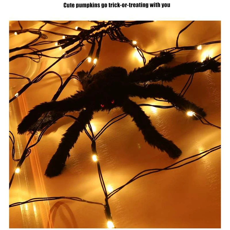 

Halloween Decorations LED Lights Spider Web Decoration Wall Mesh Lights Remote Control Halloween Atmosphere Lights Easy To Use E