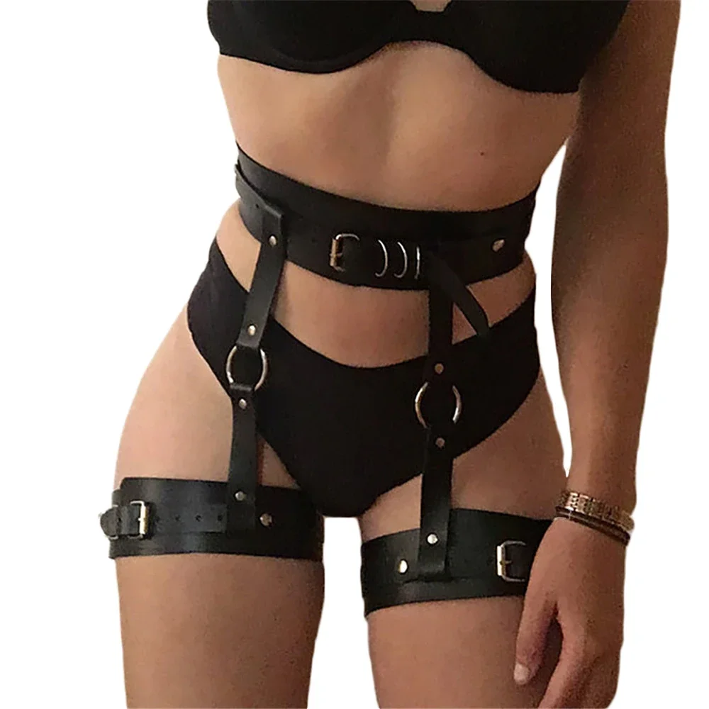 Sexy Garter Belt Harness Bondage Women Leather Lingerie Thigh Garter Stockings Woman Straps Gothic Belt BDSM Fetish Clothing