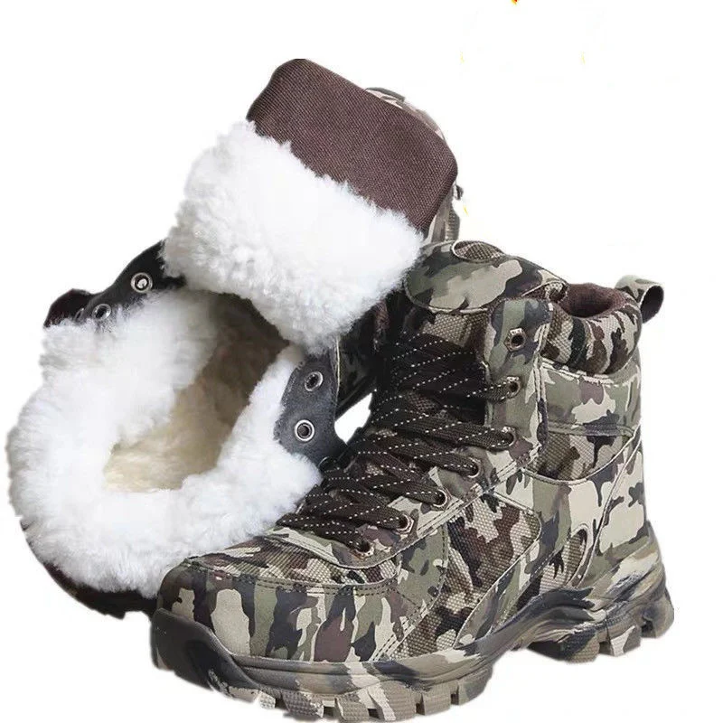 Winter Camouflage Men Boots Big Size Warm Cotton Shoes Men Tactical Men\'s Shoe Outdoor Ankle Snow Boots Man