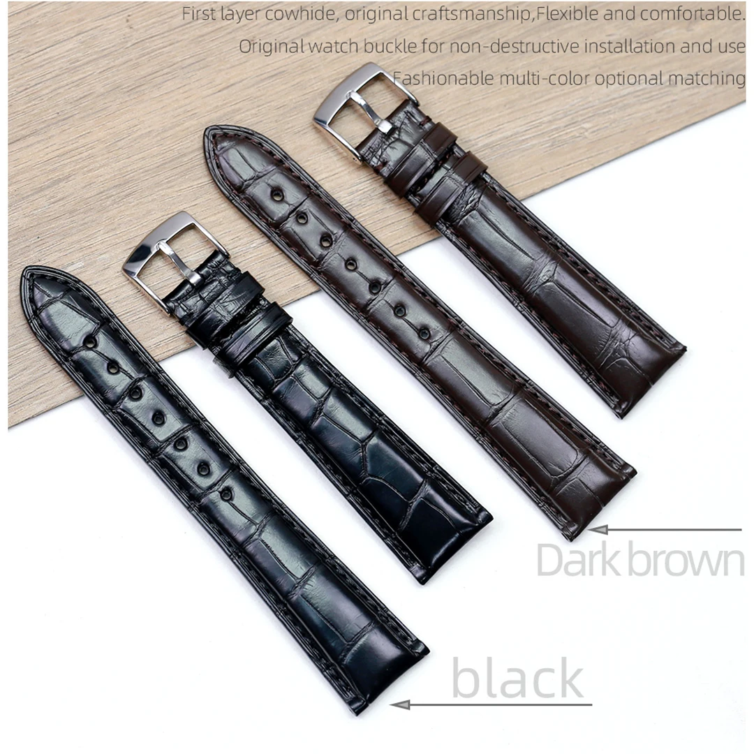 SAUPPO Suitable for ZENITH Captain Alligator Skin Leather Watch Strap Bamboo Grain Crocodile Men Watch Accessories 20mm