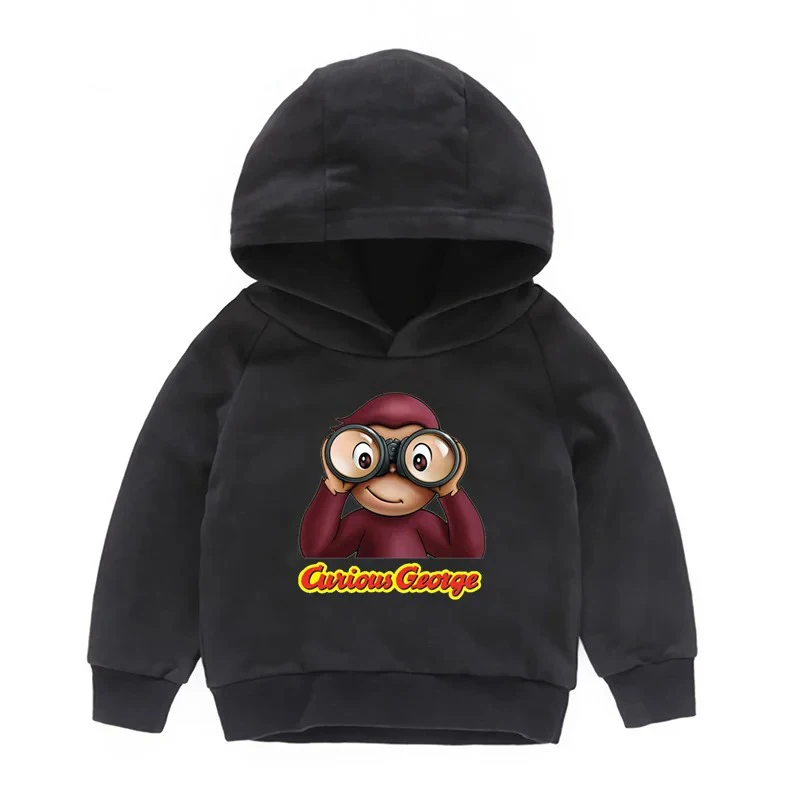 Children's Cotton Hooded Curious George Monkey Cute Cartoon Sweatshirt Baby Pullover Girl Boy Autumn