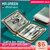 MR.GREEN-Juego de manicura y pedicura, cortaúñas de acero inoxidable, herramientas profesionales para cortar uñas con estuche de viaje