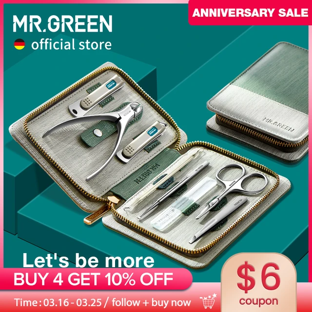 MR.GREEN zestaw do Manicure zestawy do Pedicure obcinacz do paznokci profesjonalne narzędzia do obcinania paznokci ze stali nierdzewnej z zestawem walizek podróżnych