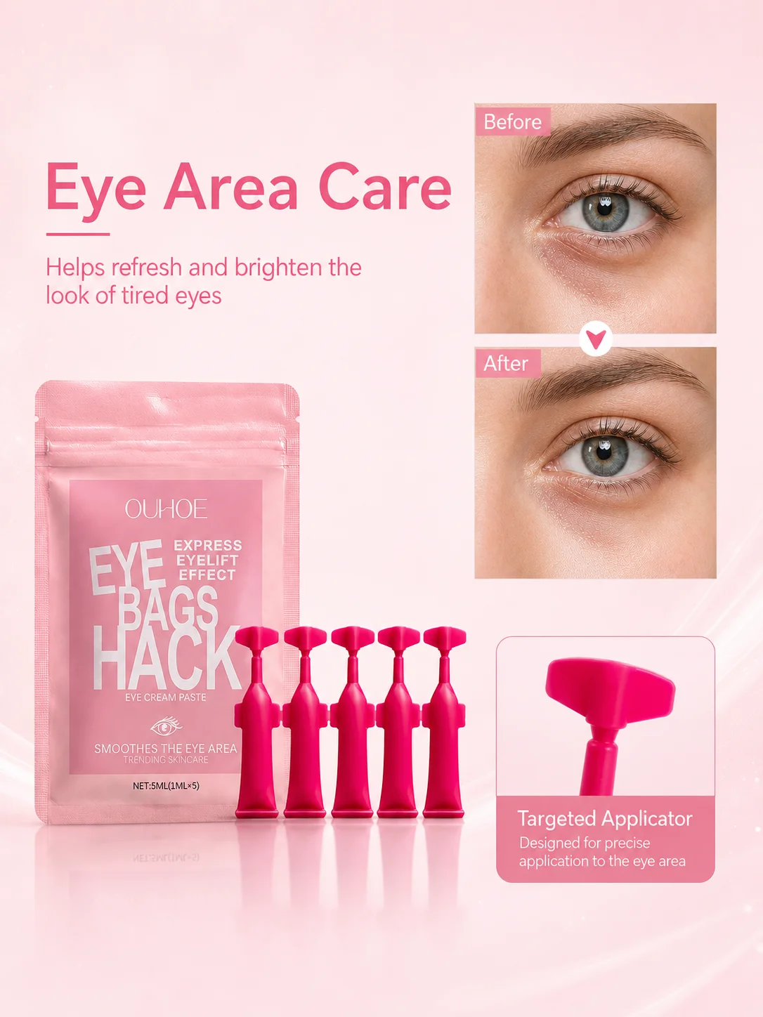 Under Eye Cream, Instant De-Puffing Dark Circle Remover, Anti Wrinkle Firming, Fade Fine Lines Eye Treatment