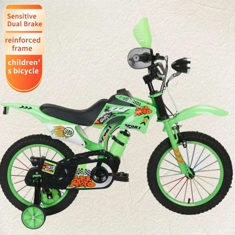 دراجة نارية للأطفال على الطرق الوعرة باللون الأخضر عبر الحدود مقاس 12/16 بوصة للجنسين دراجة أطفال للبنين والبنات #3