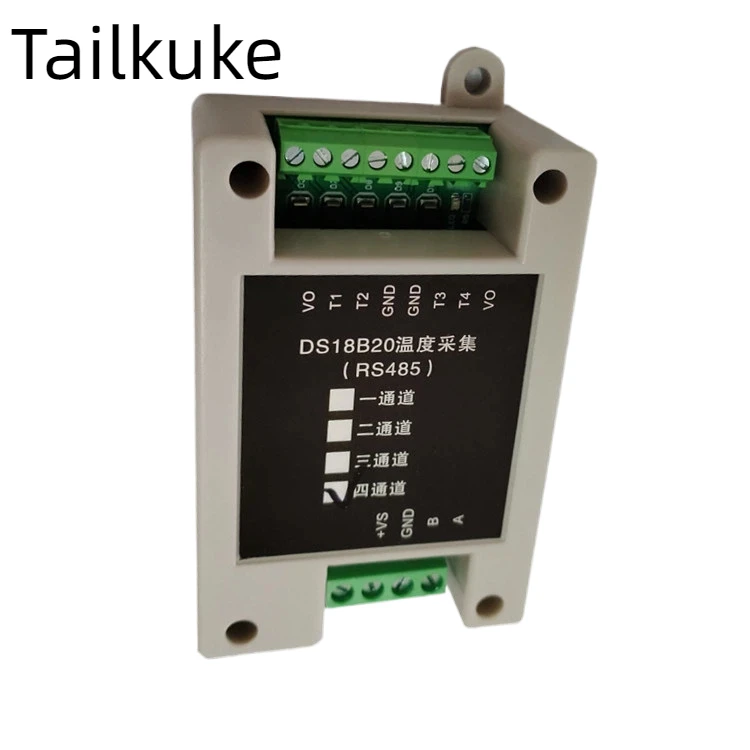 Industrial grade DS18B20 four channel temperature simultaneous acquisition RS485 modbus RTU data transmission docking PLC
