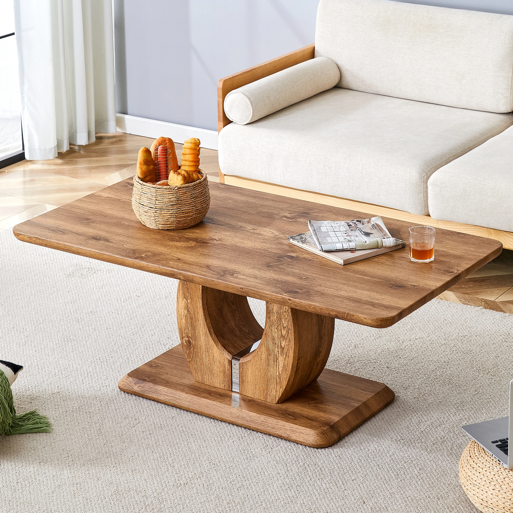 *☆ Modern Simple Luxury Wood Color Rectangular Coffee Table Panel Living Room Furniture For Dining Room Living Room Kitchen