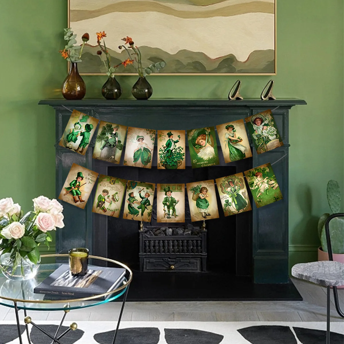 Vintage st. Patrick's Day viktoria nischen Stil Banner Flaggen Girlande für zu Hause Glück irischen