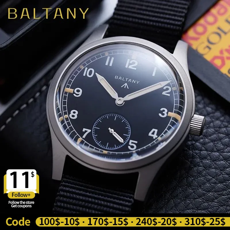 Reloj Baltany Dirty Dozen para hombre S2019, reloj de pulsera militar Vintage, segundero pequeño VD78, cuarzo luminoso, 100M, resistente al agua, campo Wa