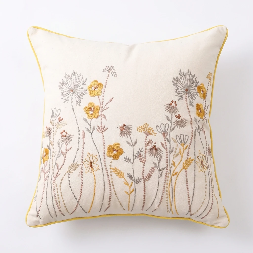 

Вышитые наволочки 30x50, 45x45, 50x50 из мягкого хлопка с цветочным узором и кантом для современного дивана или кровати в стиле фермерского дома