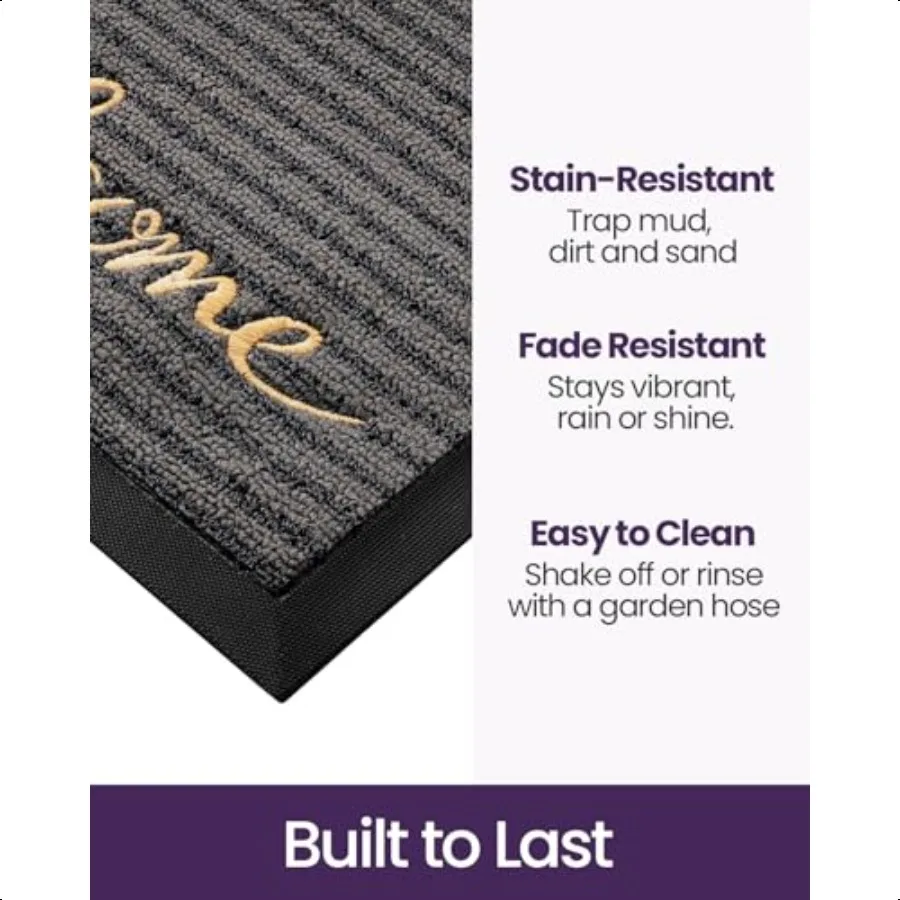 Front Door Mat Outside Entrance 2x3 ft Rubber Entry Doormat Heavy Duty Non Slip Welcome Mats for Inside House Floor Entryway Ex