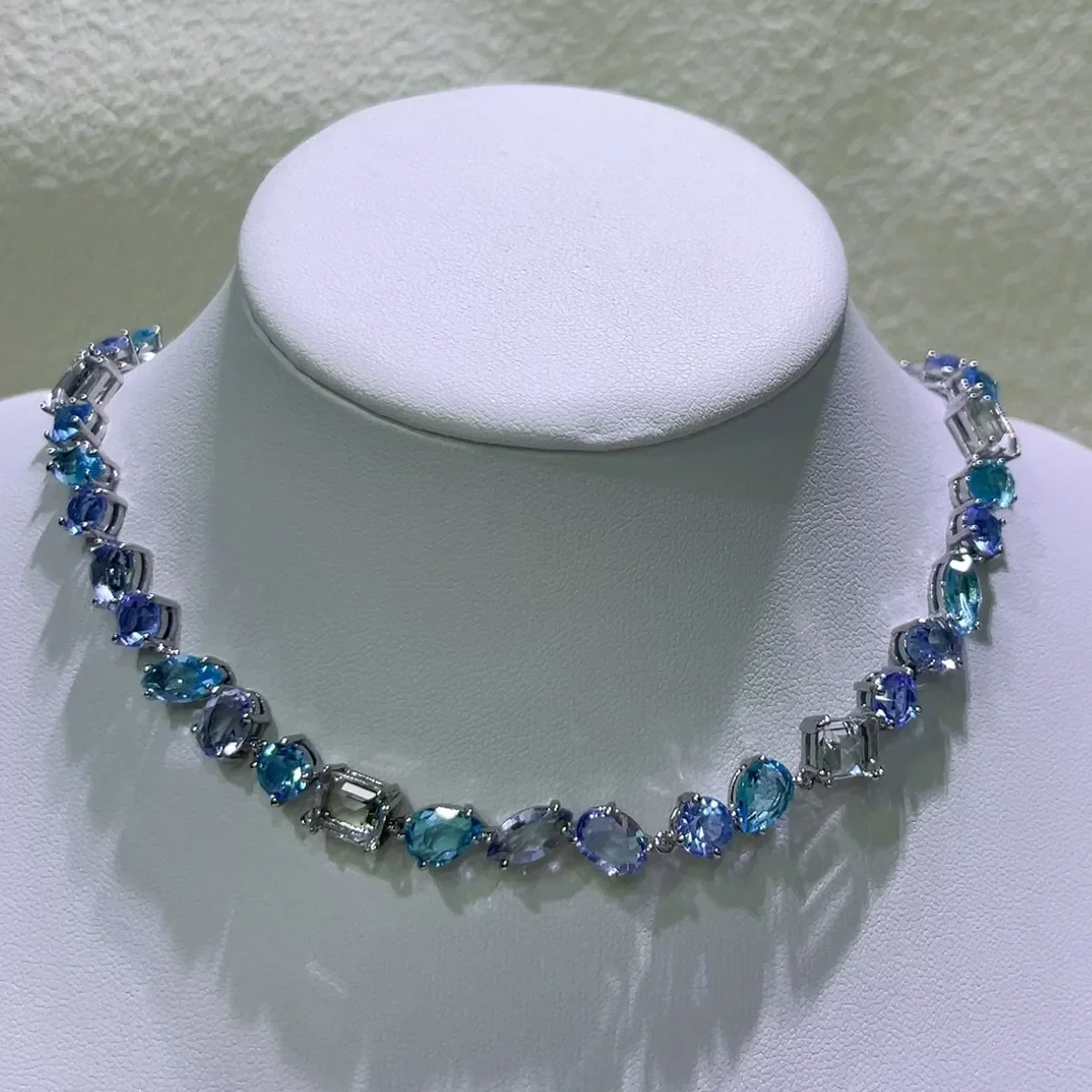 Candy Collection Blue Choker Necklace Earring Bracelet Charms Colorful Tassel Necklace Large Crystal Luxury Set Party Gift Women view 5