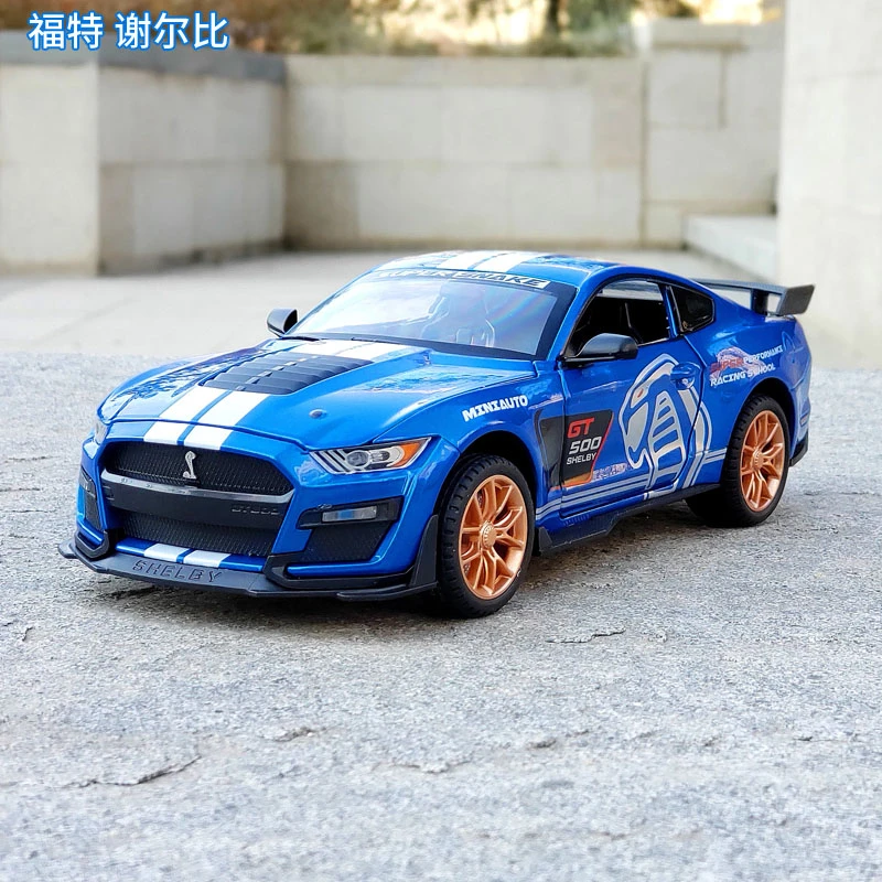 

1:24 Ford Mustang Shelby GT500 Alloy Sports Car Model Diecasts Metal Toy Car Model Sound Light Collection Kids Gifts A414