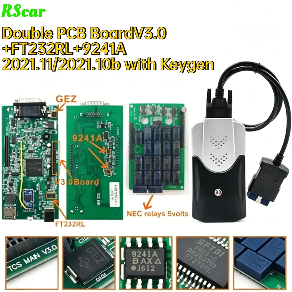 

NEWBest 2021.11/2021.10b Keygen Multidiag Pro+ Bluetooth OBD2 Car Truck Scanner TCS PRO VCI V3.0 2PCB Real 9241 NEC Relay hot