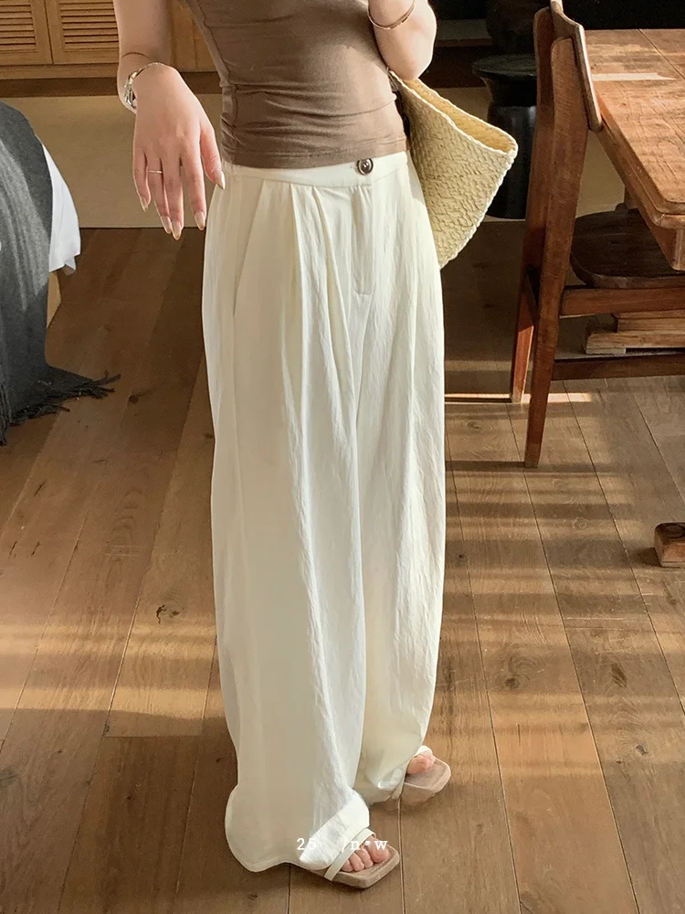 

Женские широкие брюки Bla Bean Humming из струящегося крепа, свободные повседневные брюки на весну-лето, прямые брюки с завышенной талией