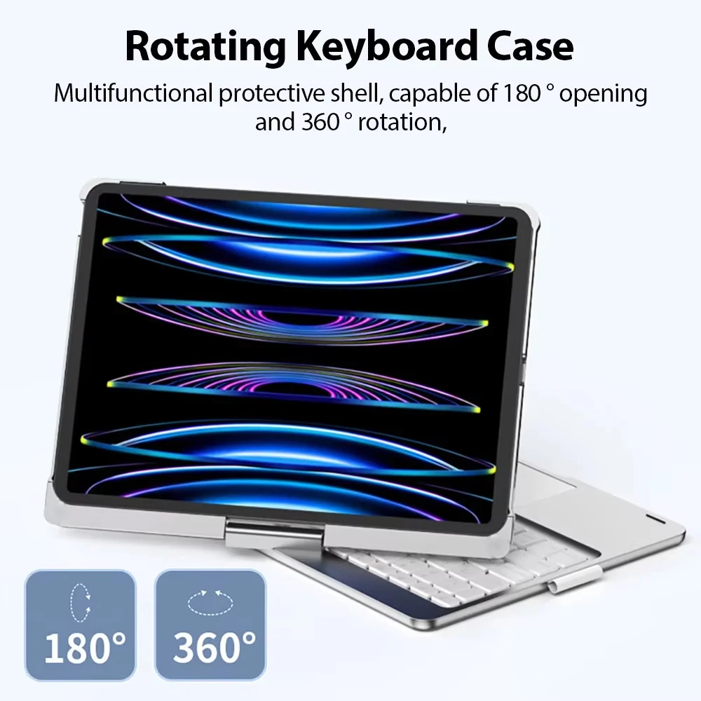حافظة لوحة المفاتيح السحرية لجهاز iPad Air 11 13 inch 2024 M2/2025 M3,iPad Pro 11 13,iPad Pro 11 12.9 iPad 10.2 7/8/9th iPad الجيل العاشر، غطاء لجهاز iPad Air 4 5 مع لوحة مفاتيح بإضاءة خلفية، لوحة مفاتيح باللغة العربية