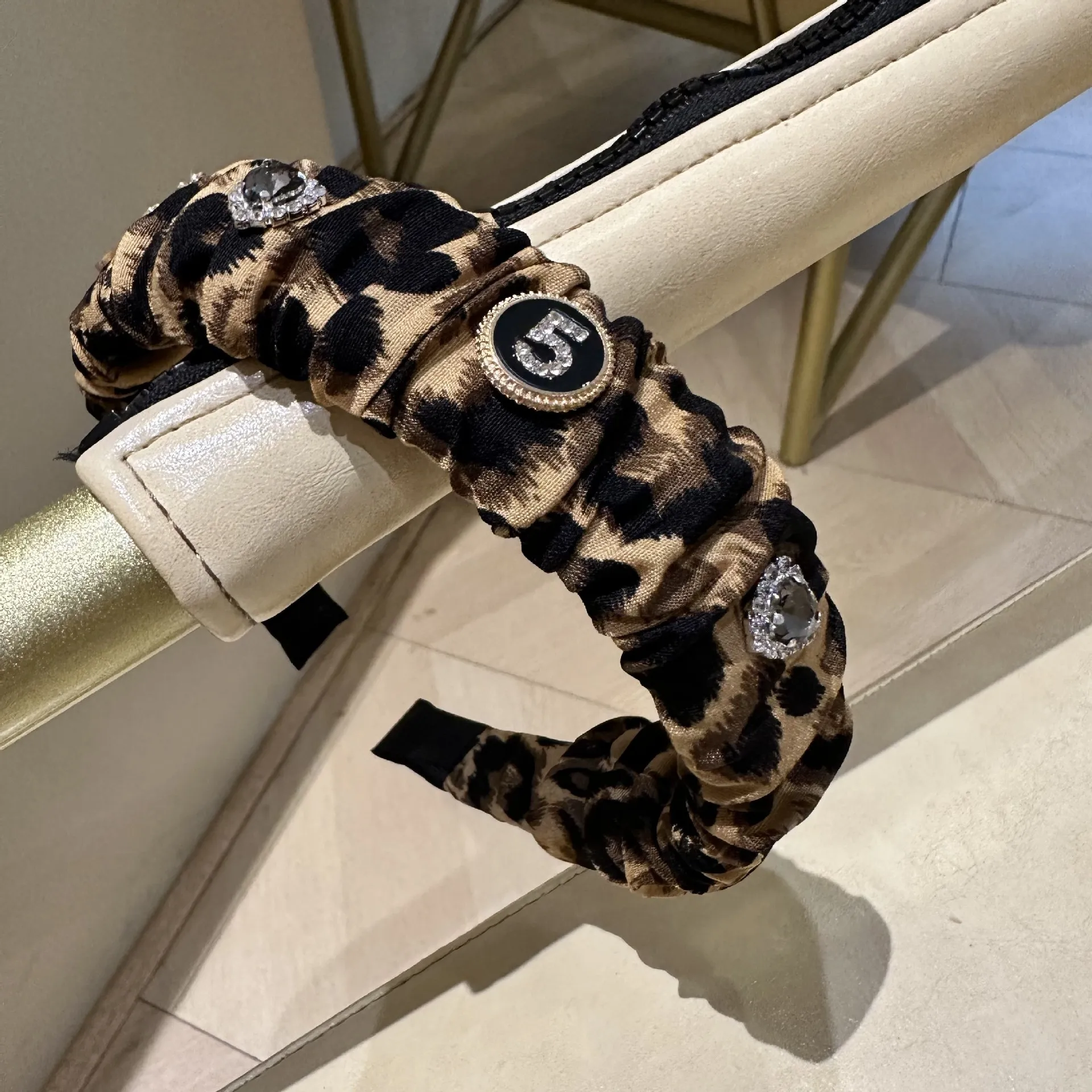 Luxury Trendy Leopard Stripe Hair Accessories Headbands For Women Handmade France Brand Designer Number 5 Hairbands Head Wrap