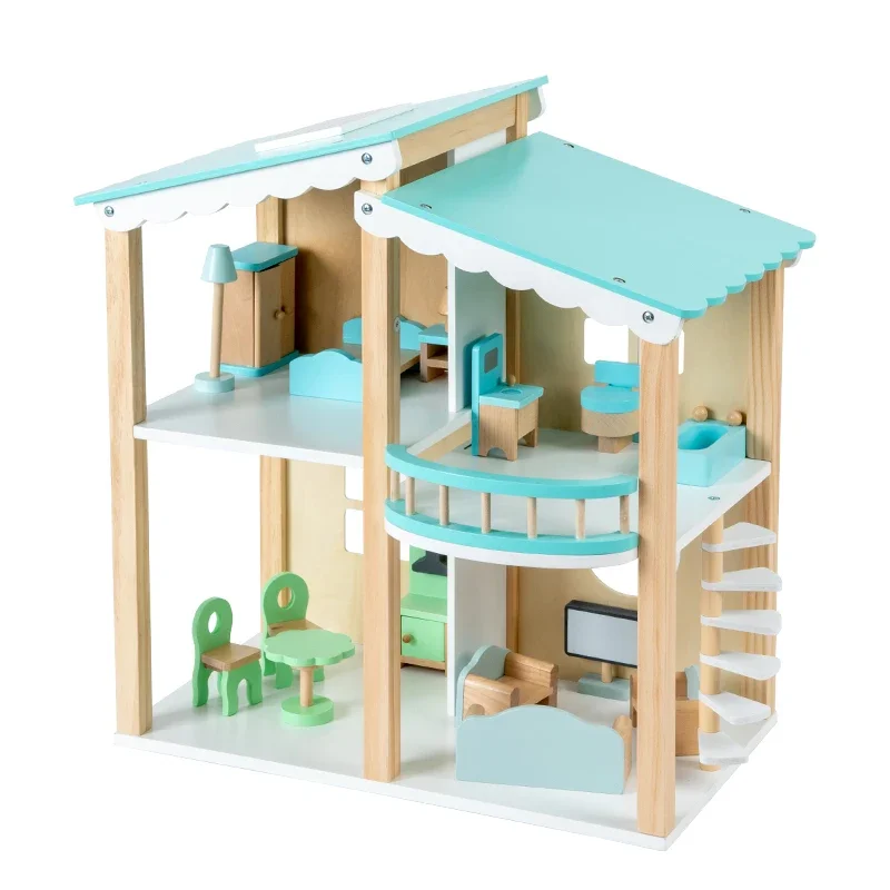 

Children's simulation villa set Large toy house Children's playhouse Doll house Luxury house Wooden princess castle