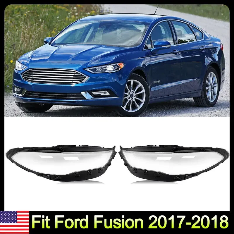 For Ford Fusion 2017-2018 Left Right Side Headlight HeadLamp Lens Cover Shell